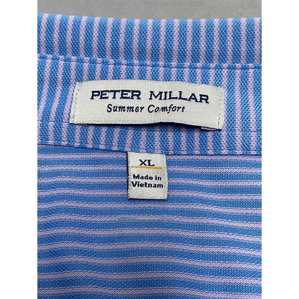 EUC Peter Millar Blue and Pink Striped Polo Shirt - Picture 2 of 6
